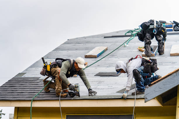 Professional Gutter Installation technician working in Sebago, ME